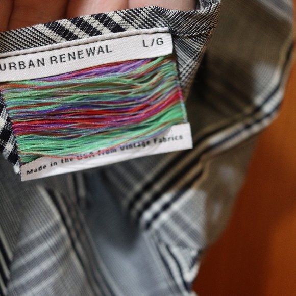 Urban Renewal Gray Plaid Mini Cami Dress | Vintage Fabric Spaghetti Strap LG - Picture 10 of 12